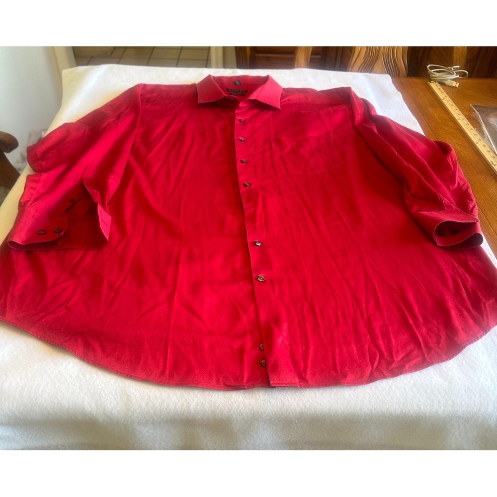 Synrgy Mens Red Dress Shirt Long Sleeve Non Iron Solid Button Down 20 34/35